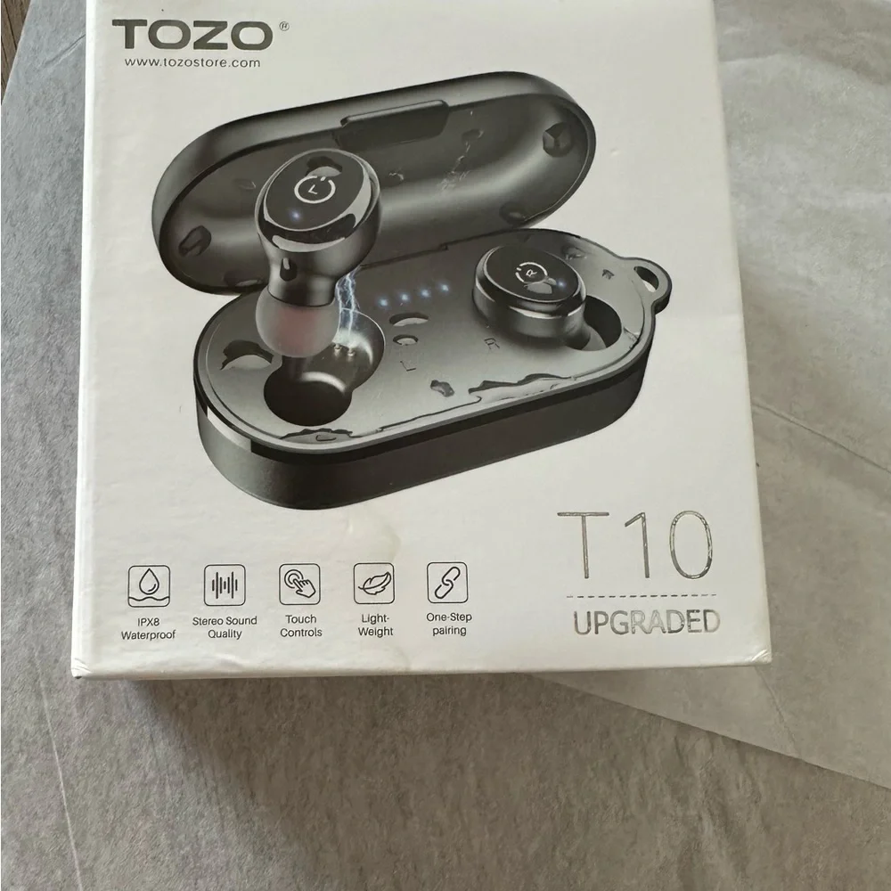 TOZO Wireless Waterproof Bluetooth Earbuds with Charging Case - Black